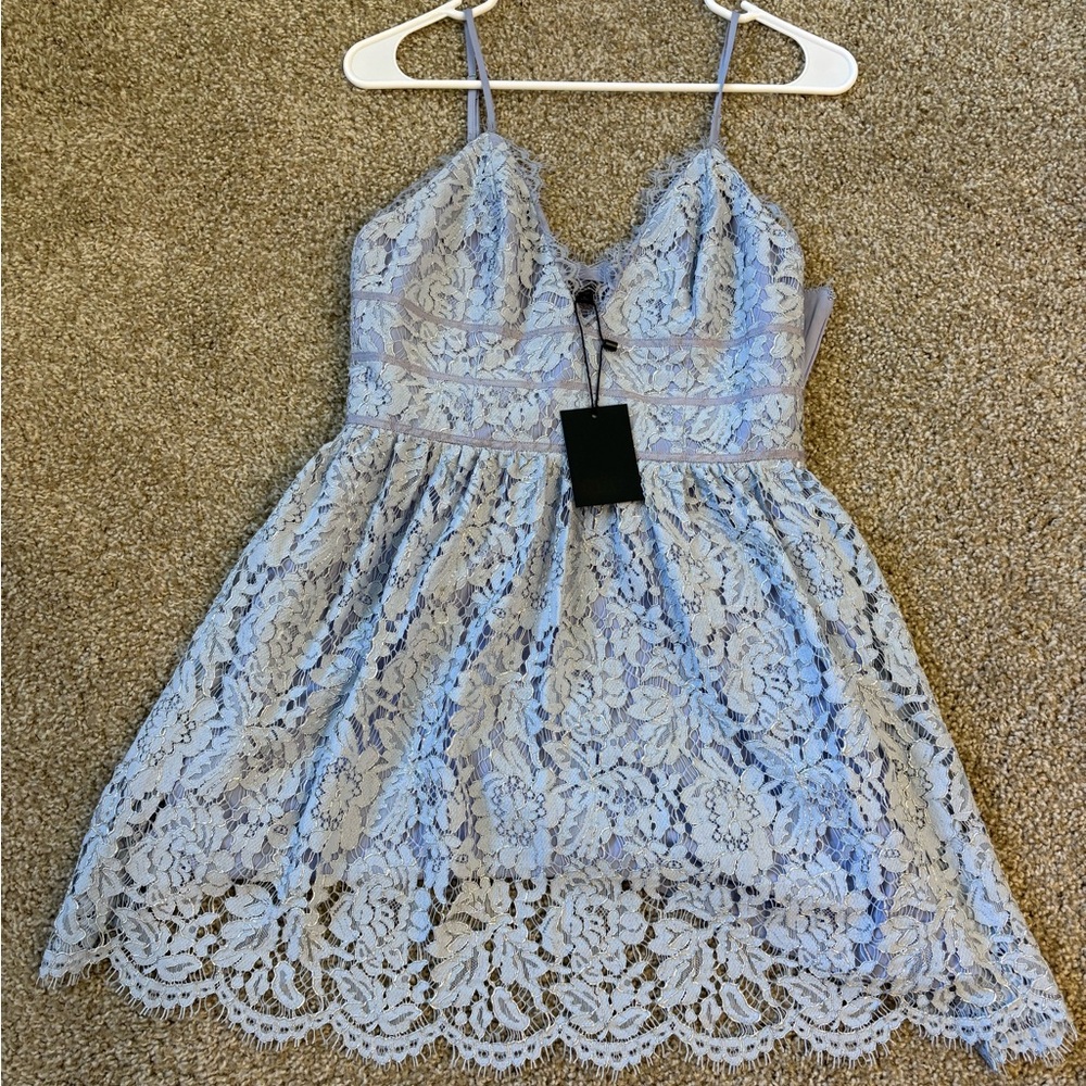 NBD blue lace mini dress